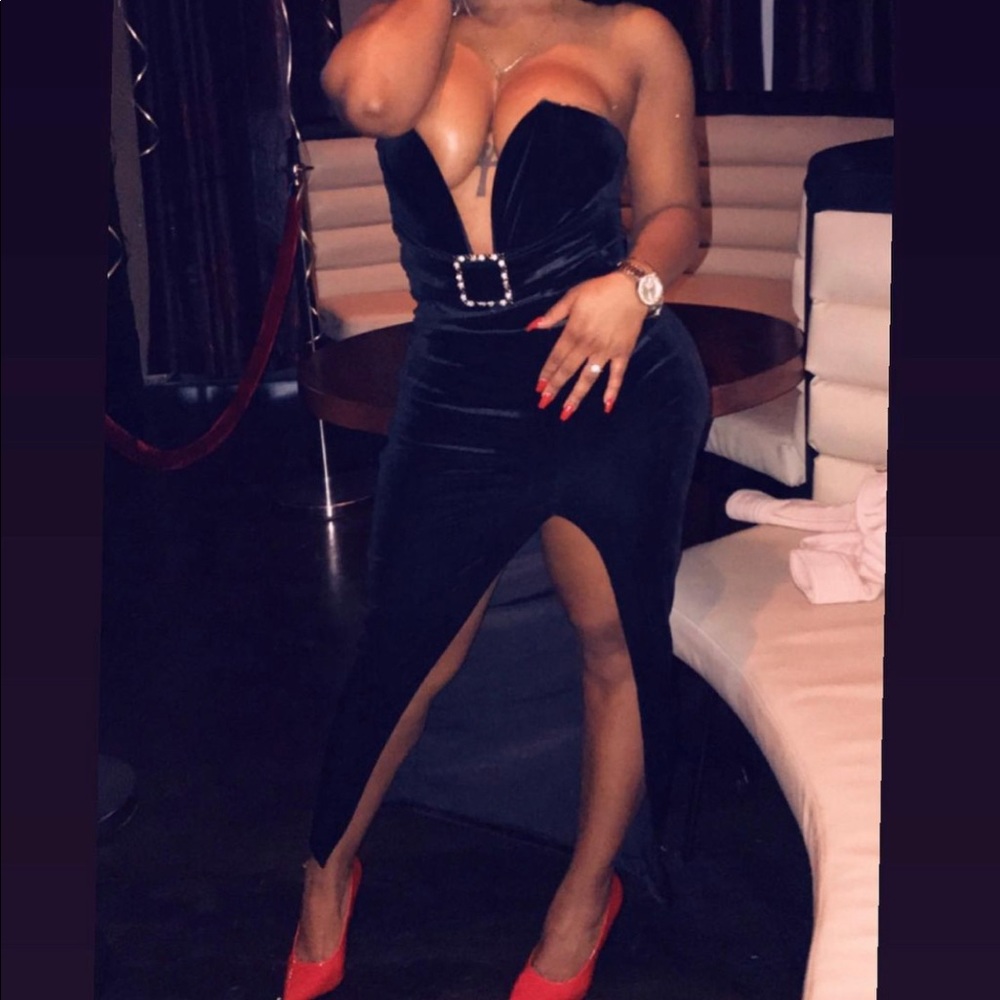 New Years Gown,stretchy soft material,sexy,high split,lowcut